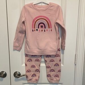 Pink Rainbow Sweatpants and Sweatshirt Set for Girls